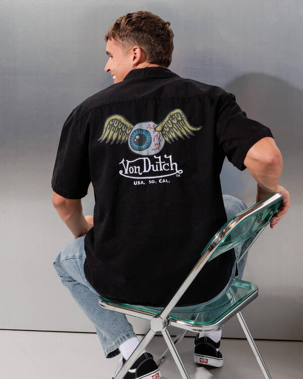 Flying Eye Button Up Short Sleeve Shirt