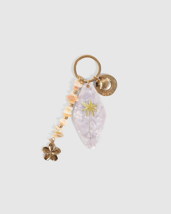 Frangipani Palm Keyring