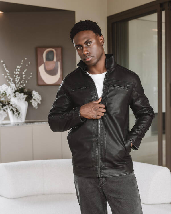 Scatter Hooded Faux Leather Jacket