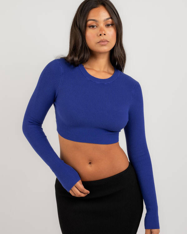 Basic Long Sleeve Knit Crop Top