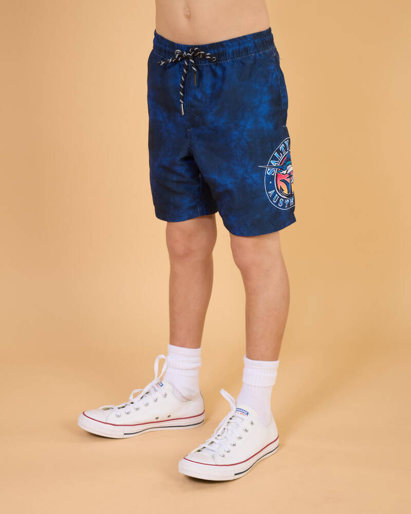 Salty Life Boys Big Tackle Elastic Waist Shorts for Mens