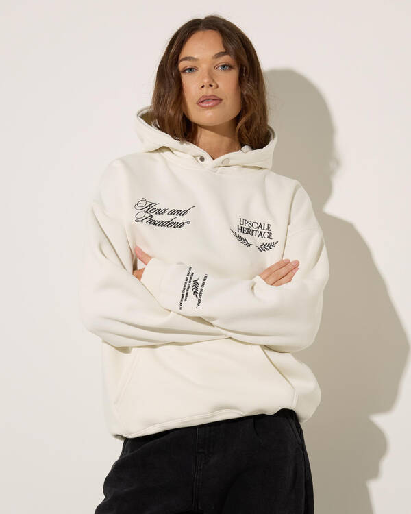 Nena & Pasadena Etiquette Box Fit Hoodie for Womens