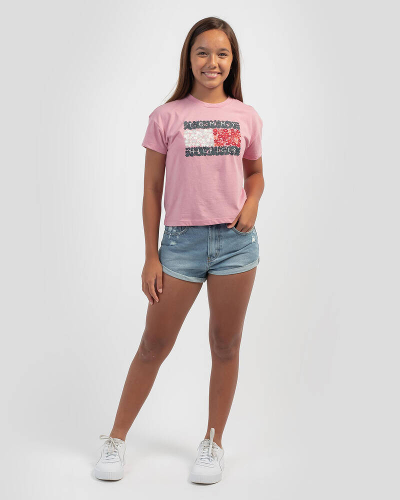 Tommy Hilfiger Girls' Flower Flag T-Shirt for Womens