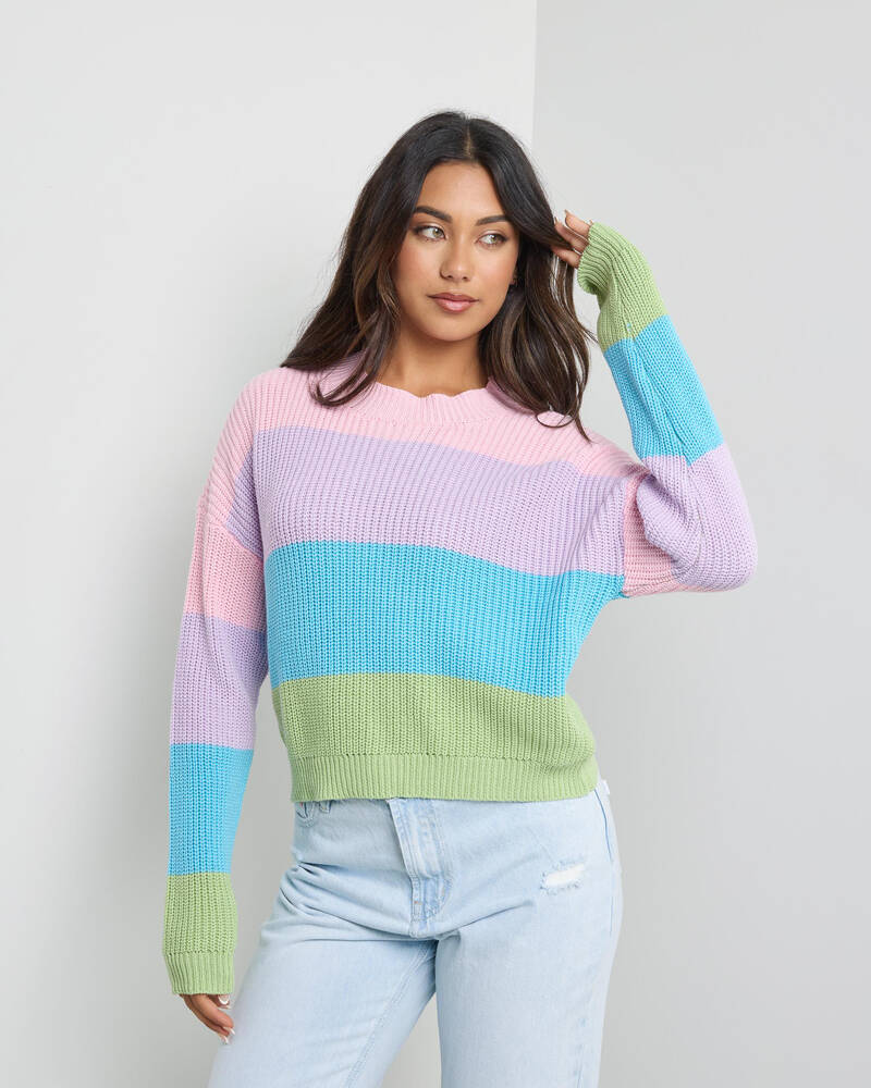 Mooloola Gelato Stripe Crew Neck Knit Jumper for Womens