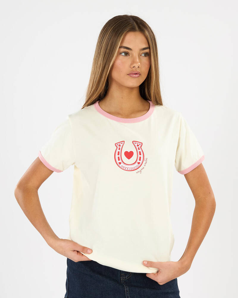 Ringers Western Girls' Cross My Heart Ringer T-Shirt for Womens