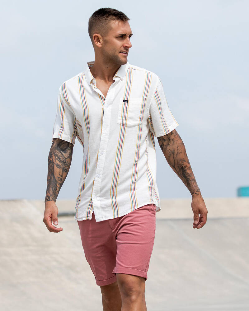 RVCA Split Stripe Short Sleeve Shirt for Mens