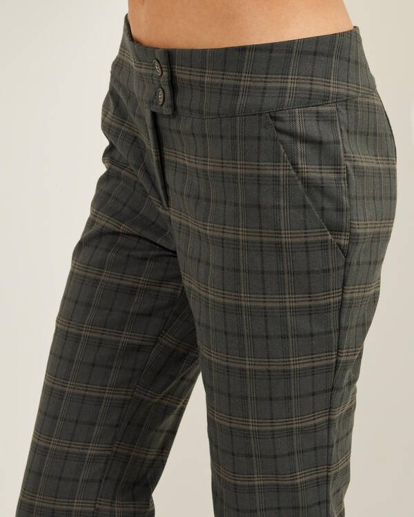Rusty Plaid Mummy Low Rise Pants for Womens