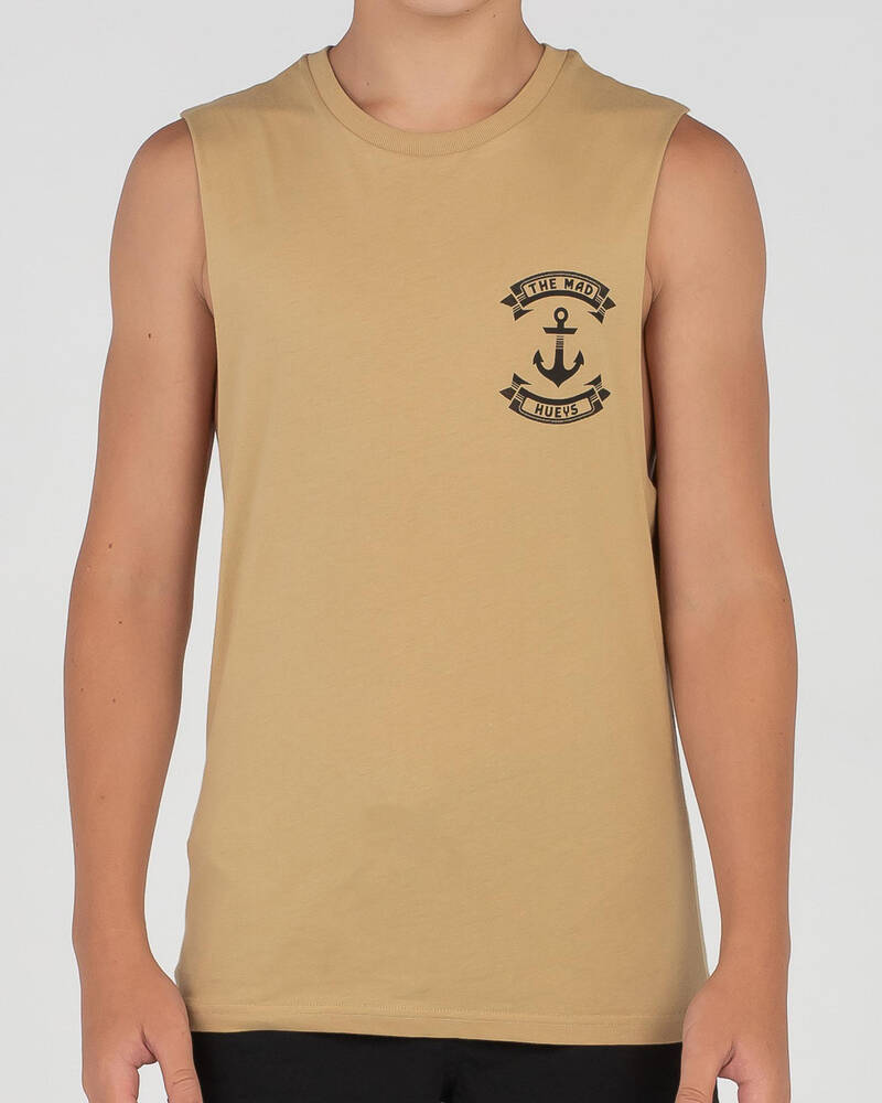 The Mad Hueys Boys' Retro Anchor Muscle Tank for Mens