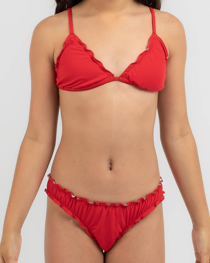 Kaiami Girls' Taylor Fluted Triangle Bikini Set for Womens