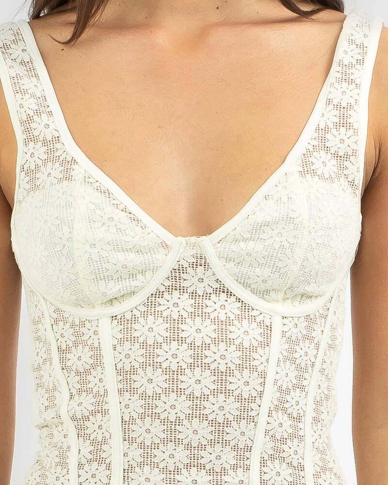Mint Vanilla Daisy Lace Top for Womens