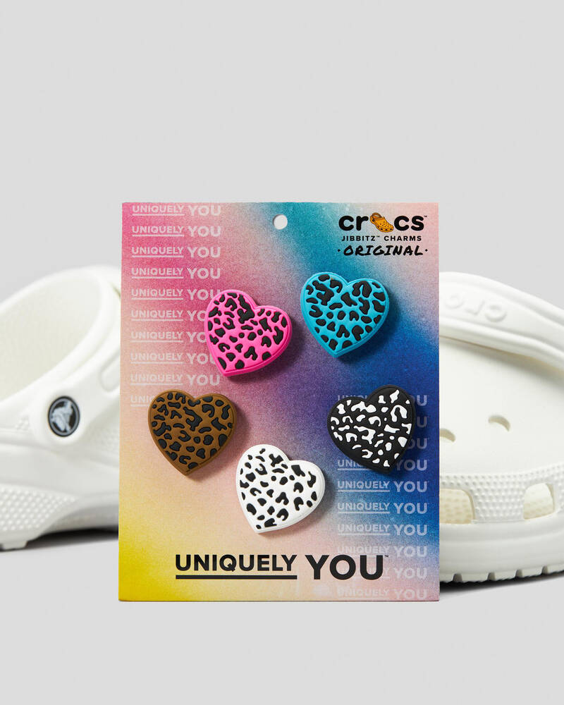 Crocs Leopard Animal Print Heart Jibbitz 5 Pack for Unisex