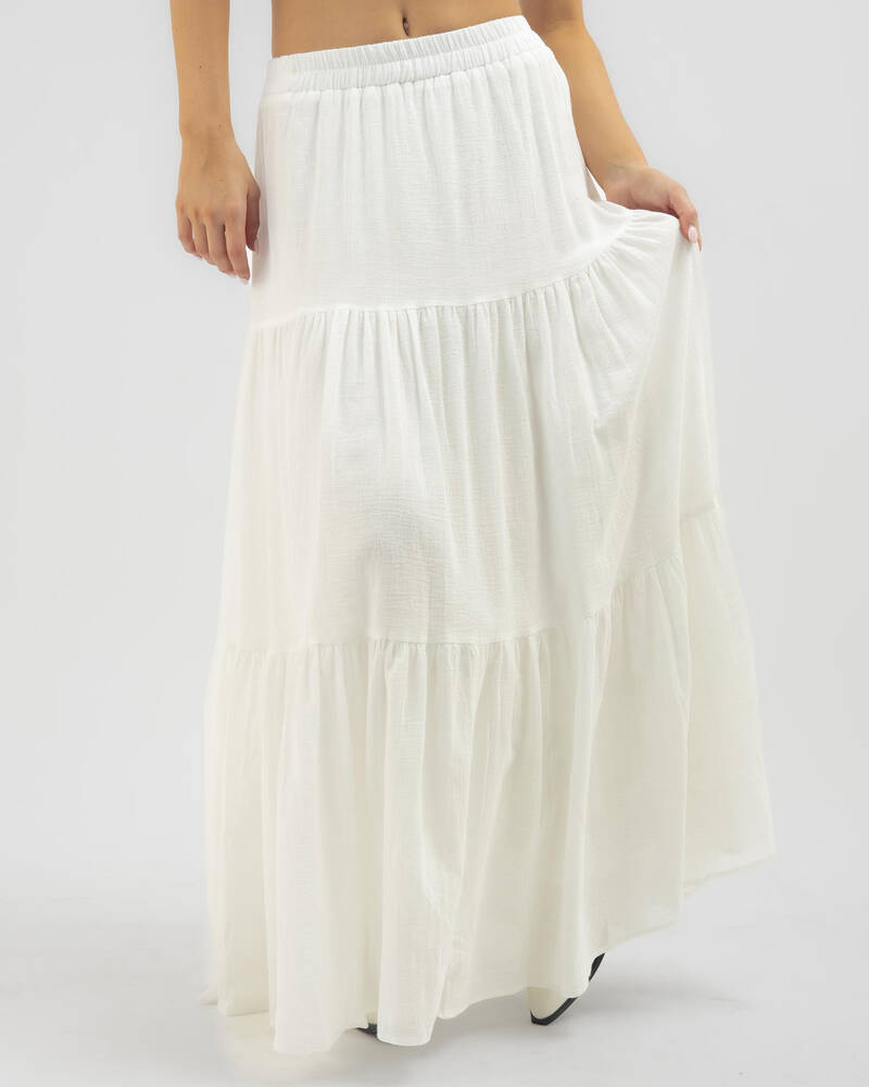 Shop Mooloola Dusk Maxi Skirt In White - Fast Shipping & Easy Returns ...