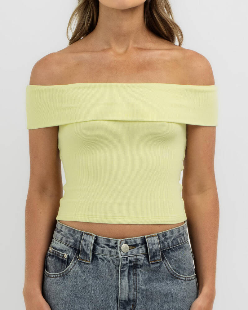 Mooloola Basic Fine Rib Off Shoulder Top for Womens