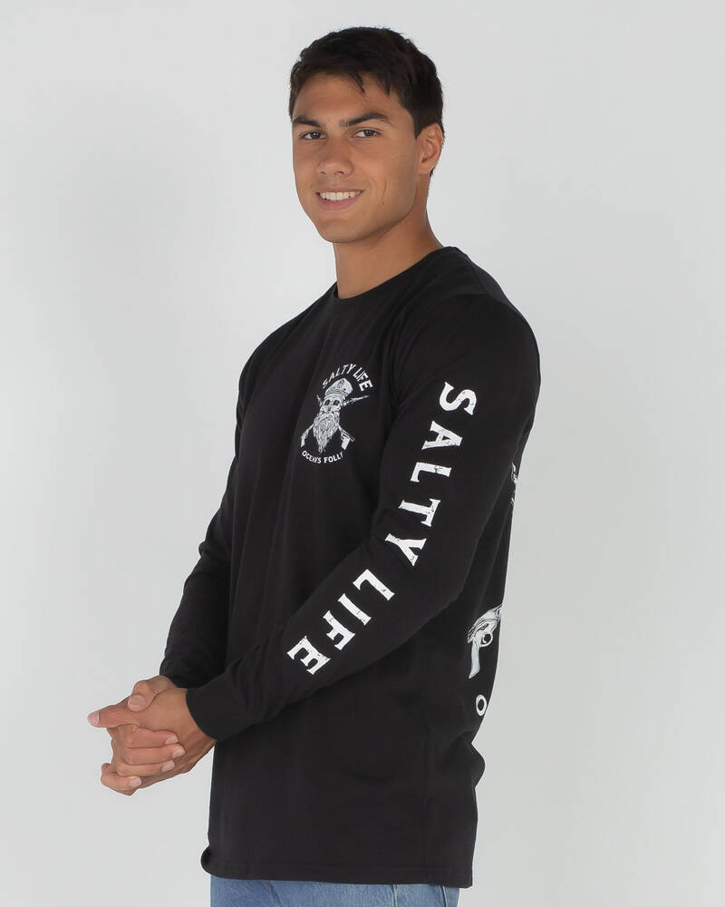 Salty Life Black Beard Long Sleeve T-shirt for Mens