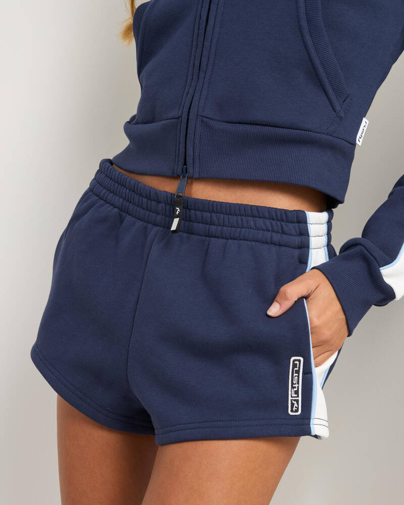 Rusty Retro Lines Mini Fleece Shorts for Womens
