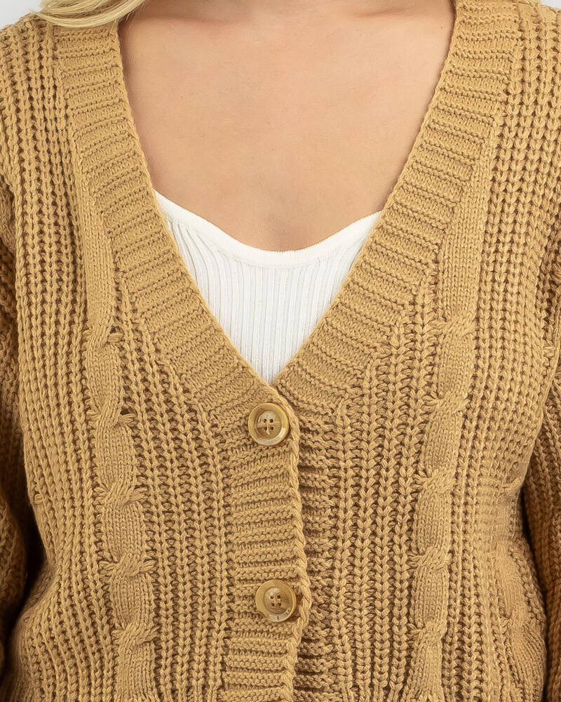 Mooloola Debate Team Cable Knit Cardigan for Womens