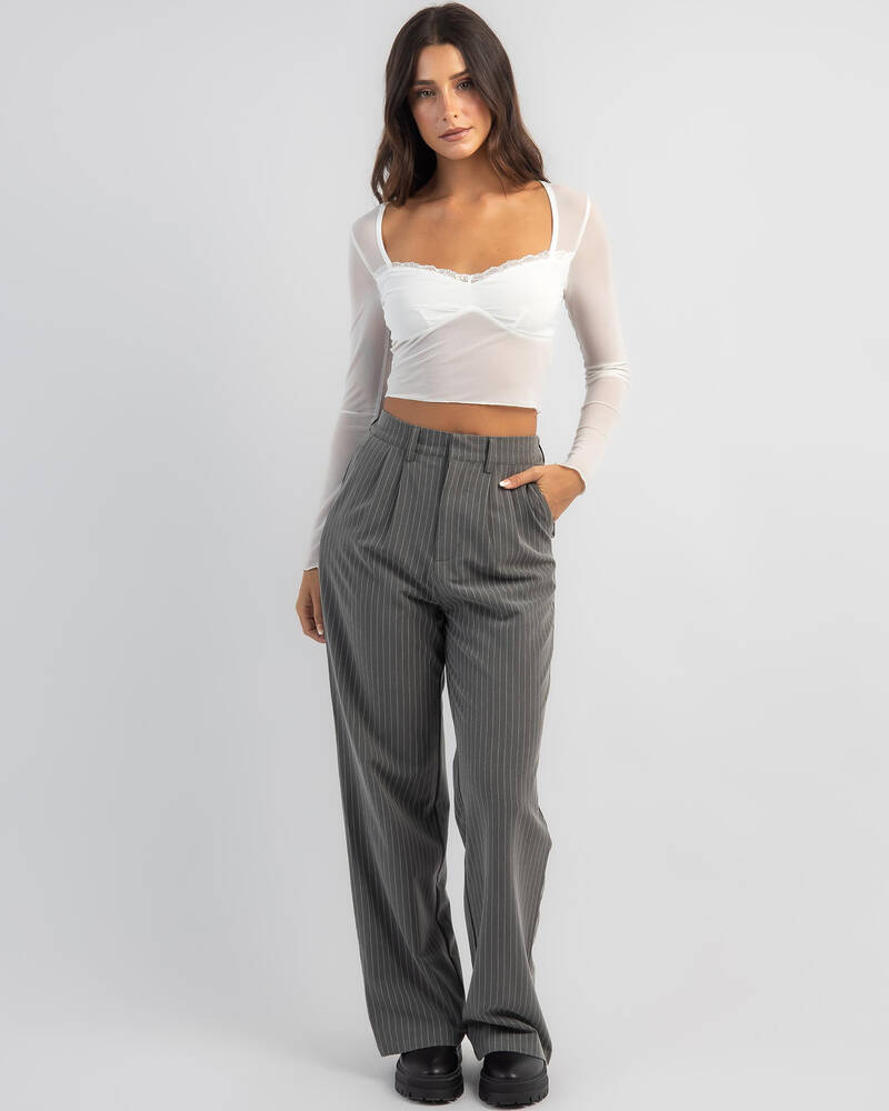 Mint Vanilla Elisa Long Sleeve Mesh Top for Womens