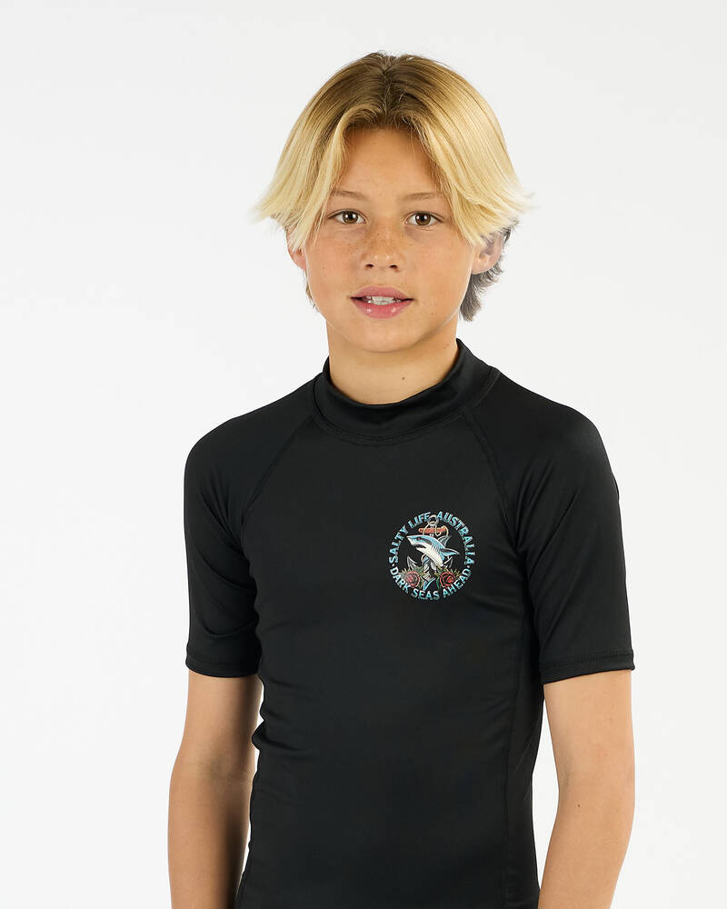 Salty Life Boys' Dark Seas Short Sleeve Rash Vest for Mens
