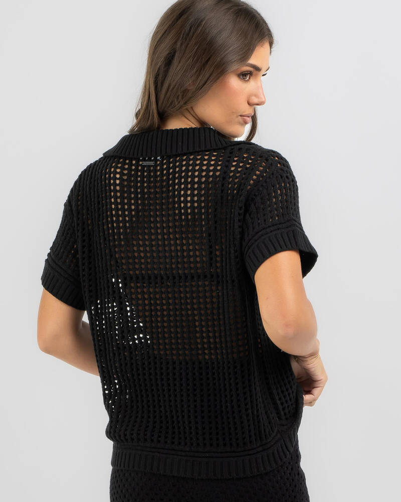 Mooloola Seaside Crochet Short Sleeve Shirt for Womens