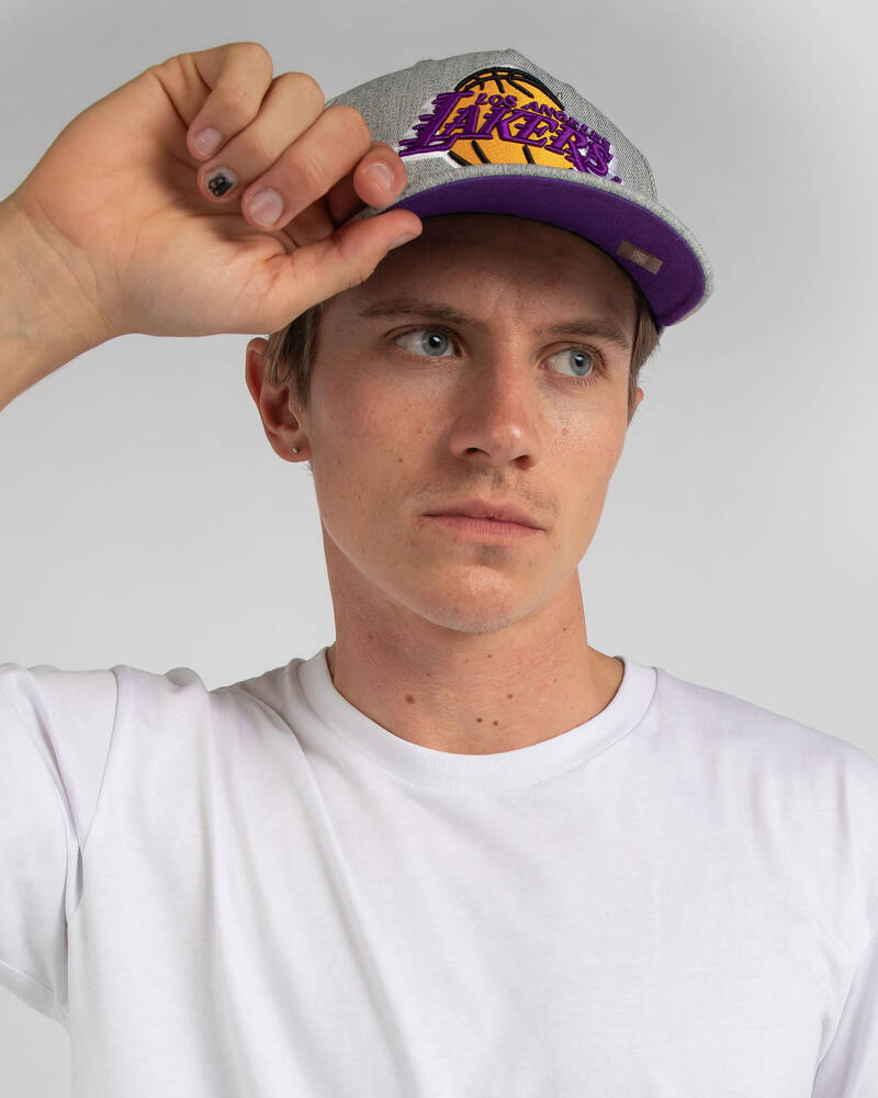 Mitchell & Ness Los Angeles Lakers Heather Pinch Panel Snapback Cap for Mens