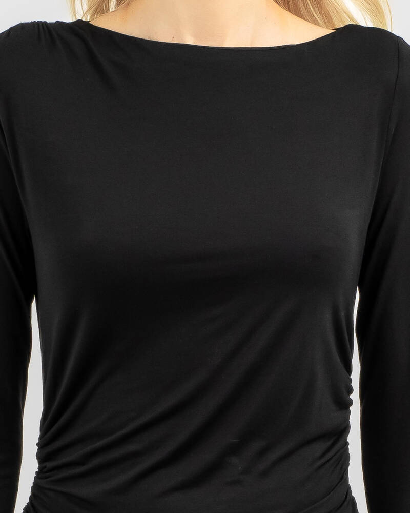 Thanne Basic Long Sleeve Ruche Top for Womens