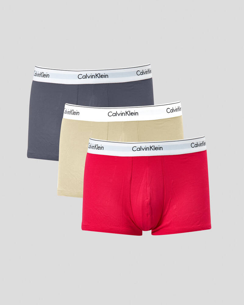 Calvin Klein Modern Cotton Stretch Trunk 3 Pack In Virtual Red