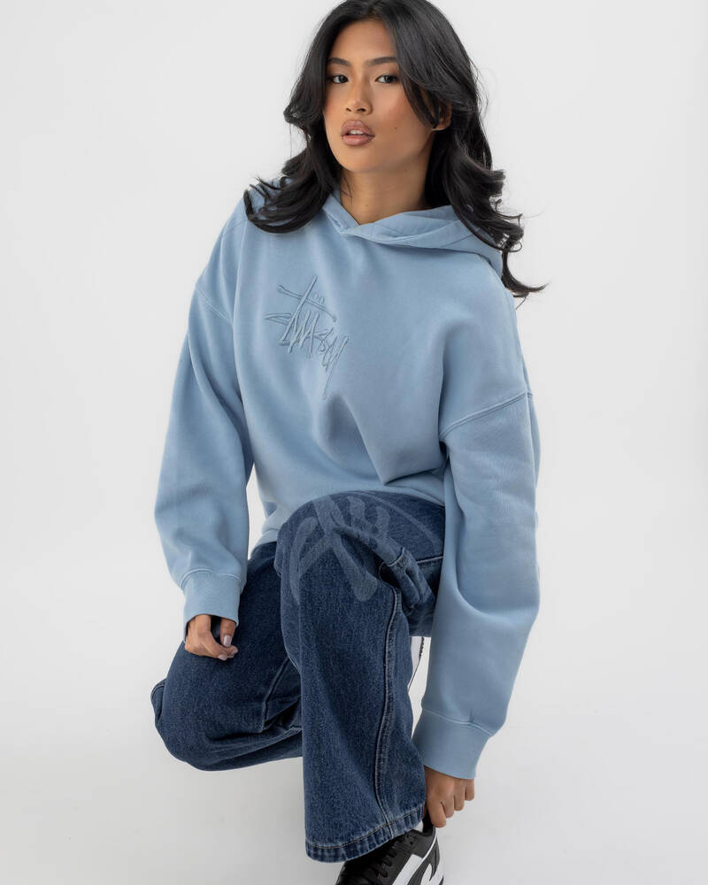 Stussy Graffiti Embroidery Oversized Hoodie for Womens
