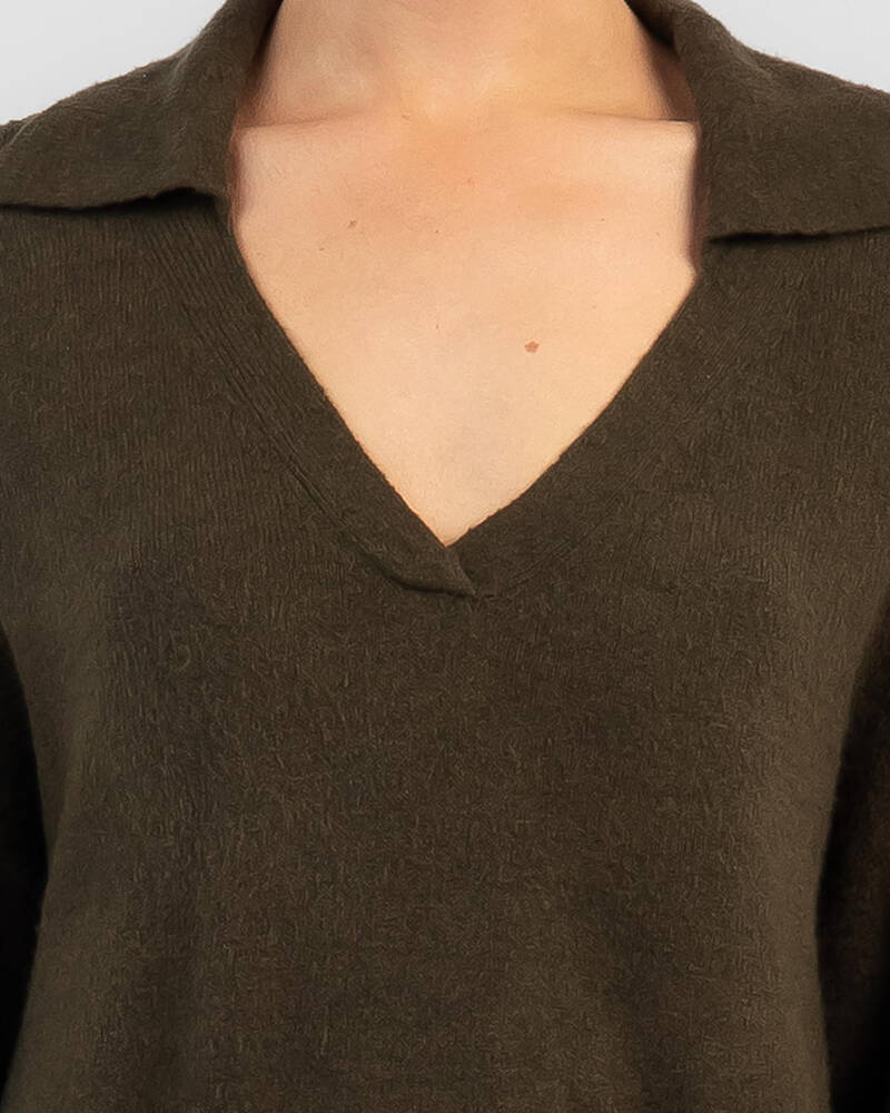 Ava And Ever Yale V Neck Collared Knit Jumper for Womens