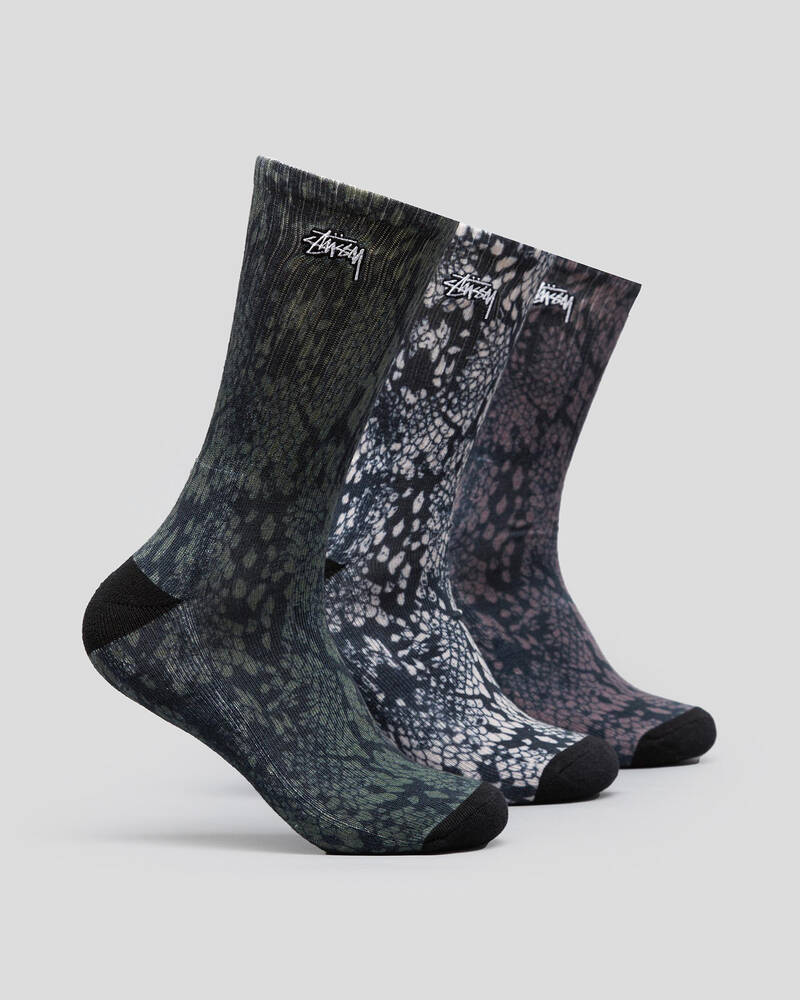 Stussy Snakeskin Crew Socks 3 Pack for Mens