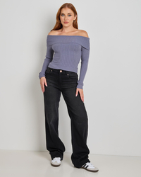 Ava And Ever Ari Off Shoulder Knit Top for Womens image number null