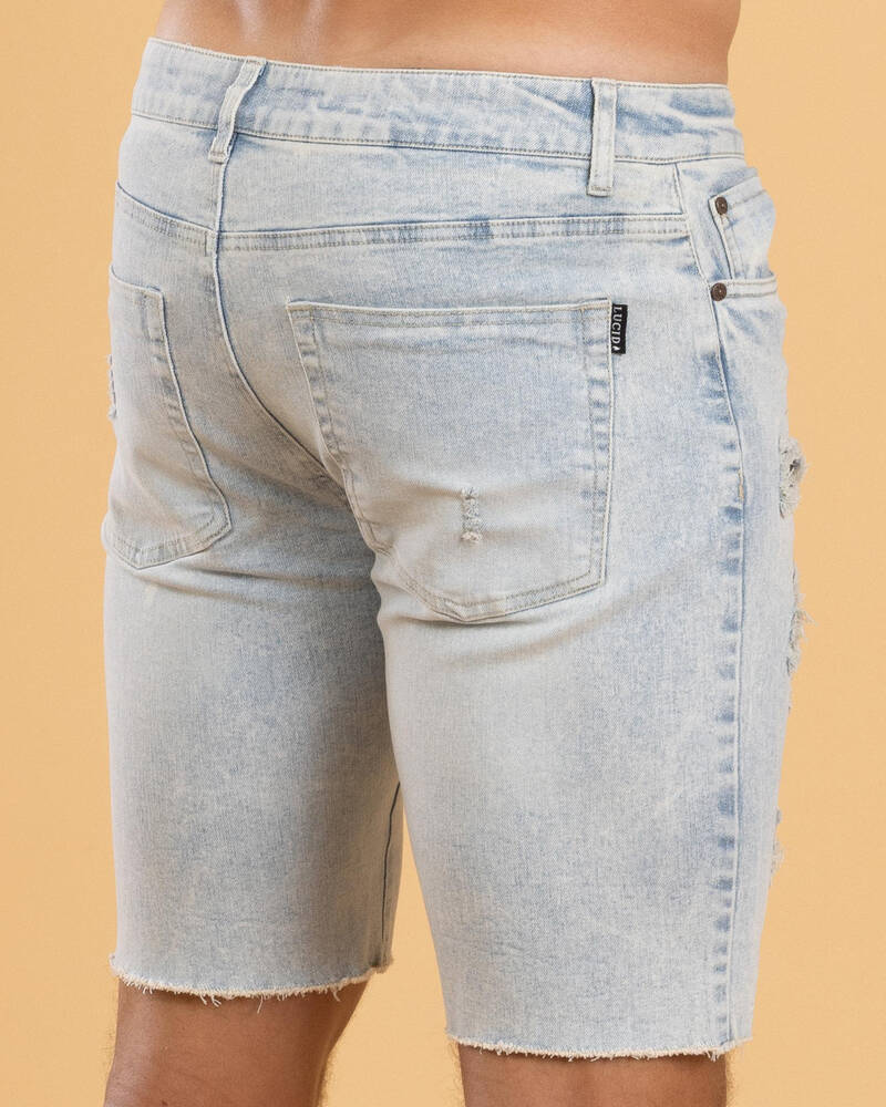 Lucid Torn Denim Walk Shorts for Mens