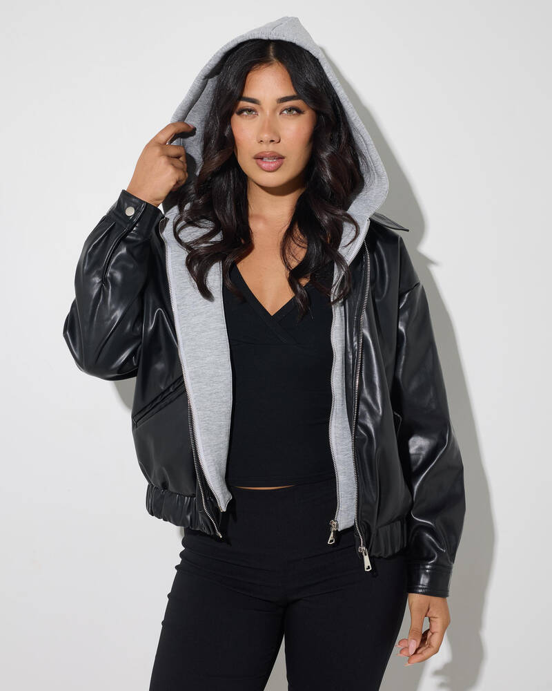 Ava And Ever Bronx Faux Leather Bomber Jacket for Womens
