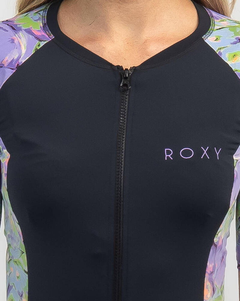 Roxy New Short Sleeved Zip Through Rash Vest for Womens
