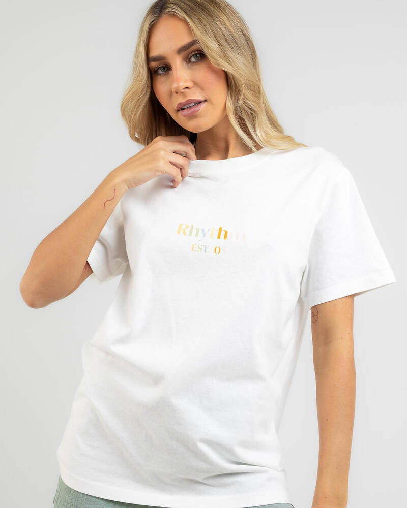 Rhythm Rainbow Rhythm Boyfriend T-Shirt for Womens