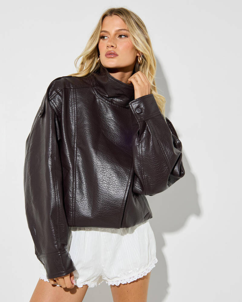 Du Soleil Leona Faux Leather Jacket for Womens