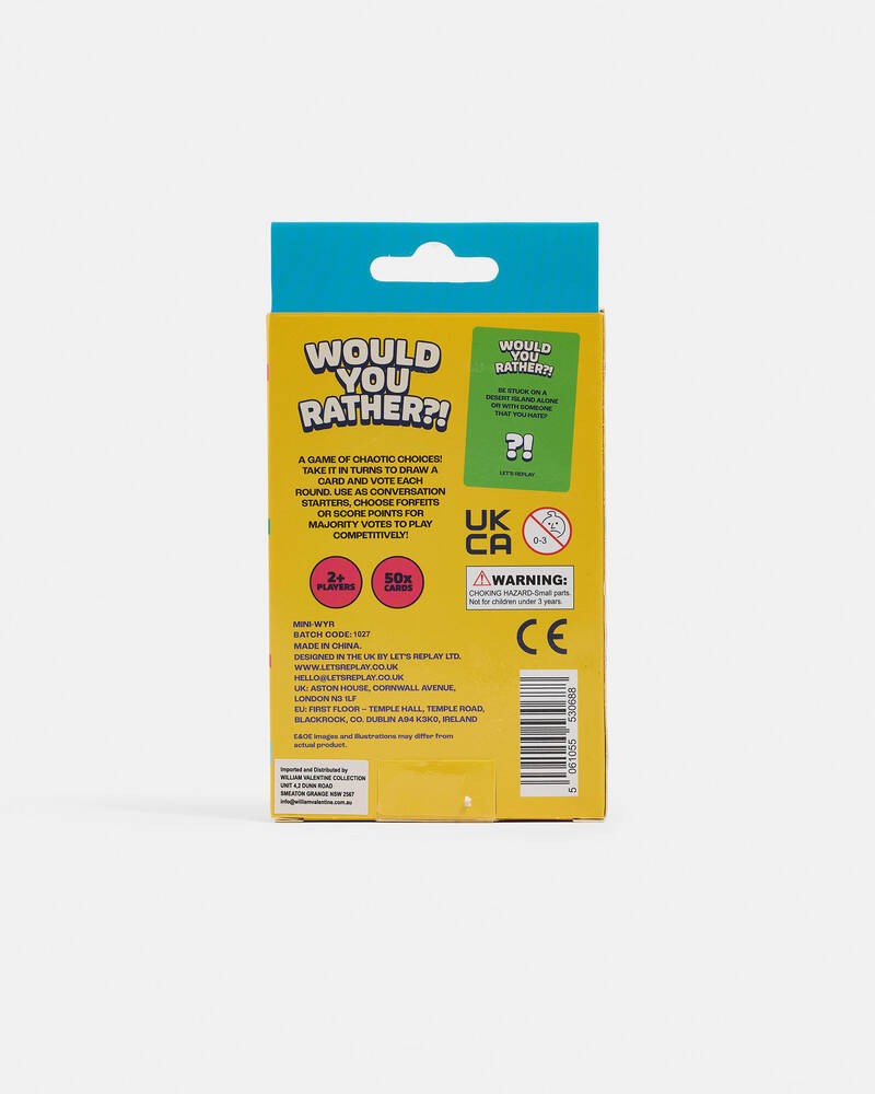 Let's Replay Would You Rather Mini Card Game for Unisex