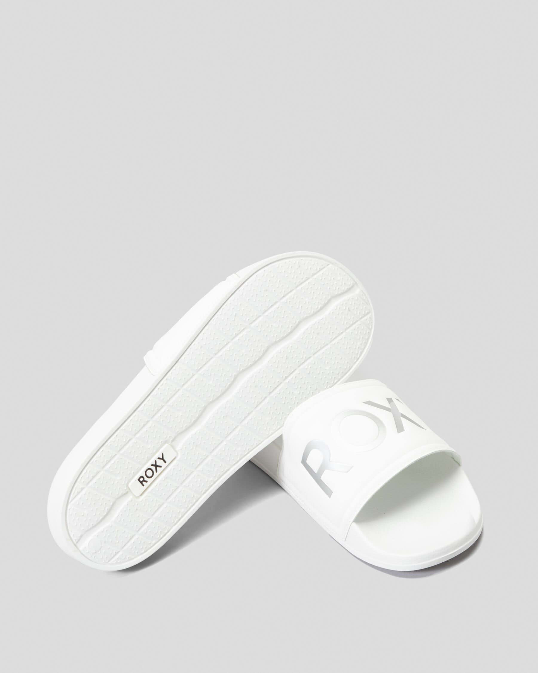 Roxy Slippy Jess Blue & White Slide Sandals | Mall of America®