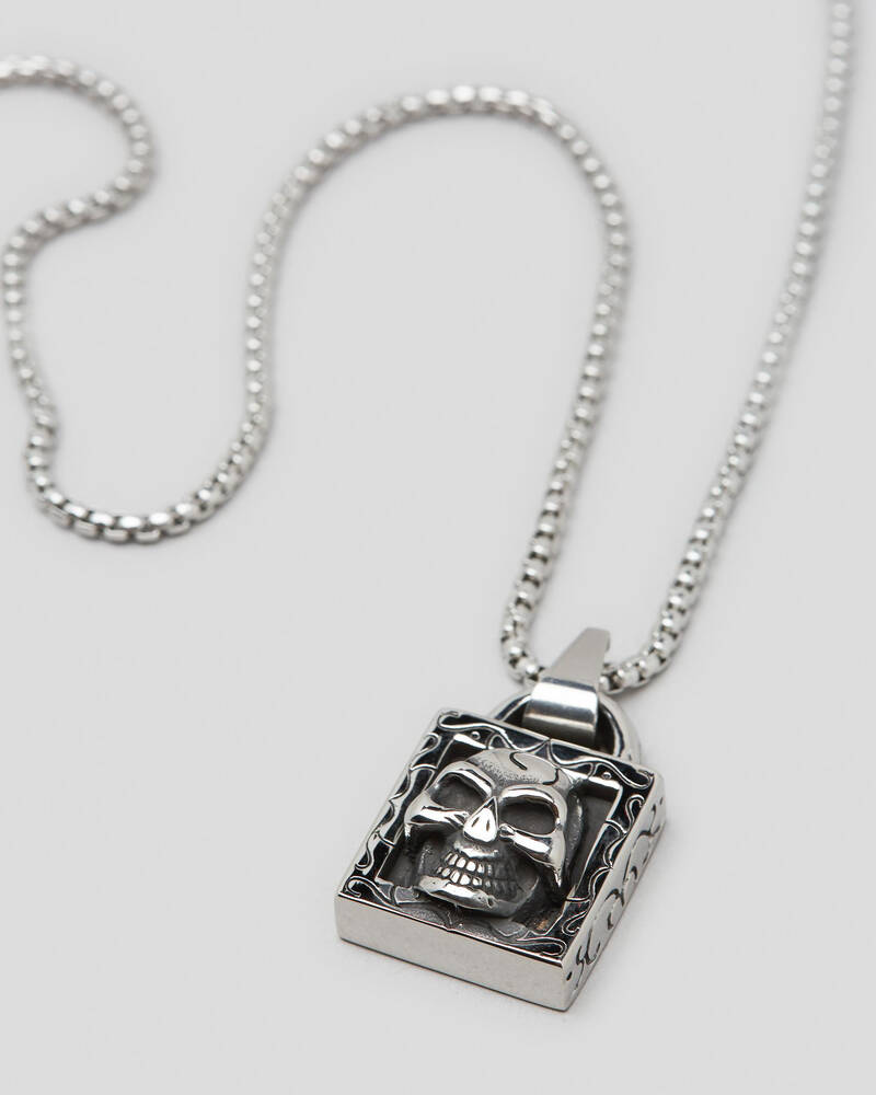 REPUBLIK Skull Padlock Necklace for Mens