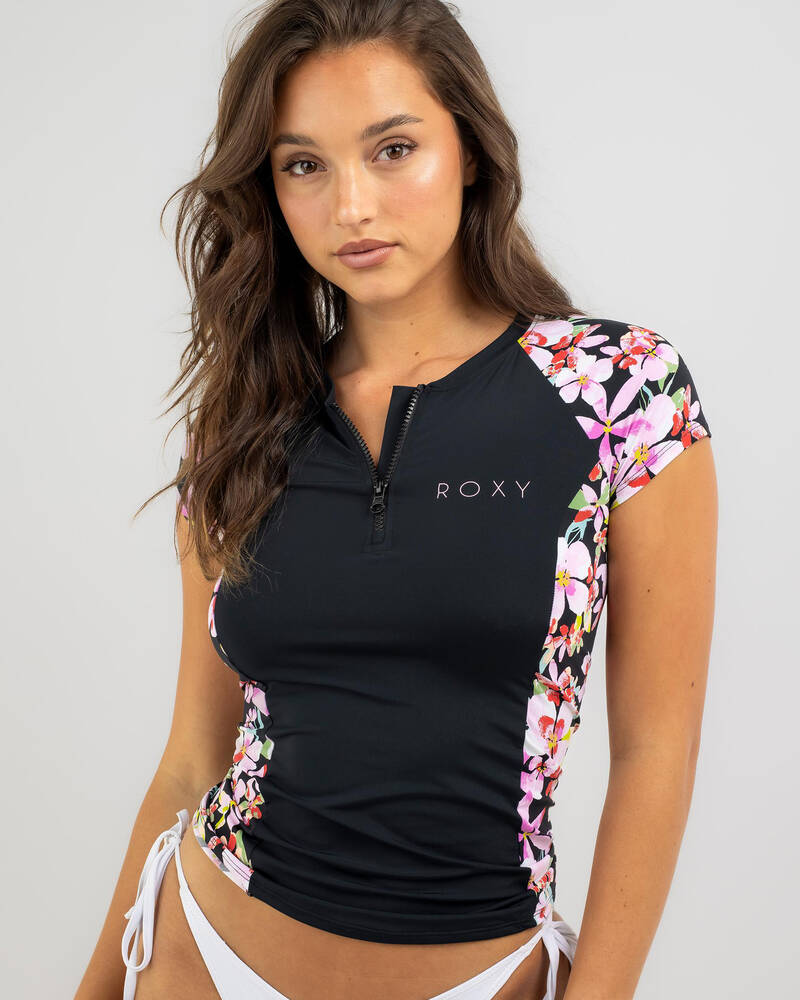 Roxy Lycra Cap Sleeve Half Zip Rash Vest for Womens