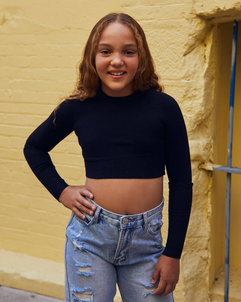 Ava And Ever Girls' Basic Long Sleeve Crop Knit Top for Womens