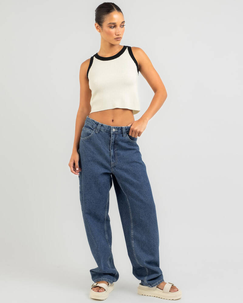 Red Berry Baseball Knit Tank Top for Womens