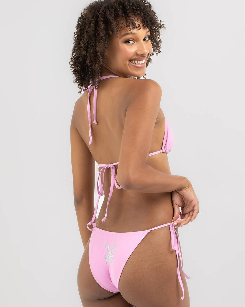 Playboy Diamante Bunny Tie Side Bikini Bottom for Womens