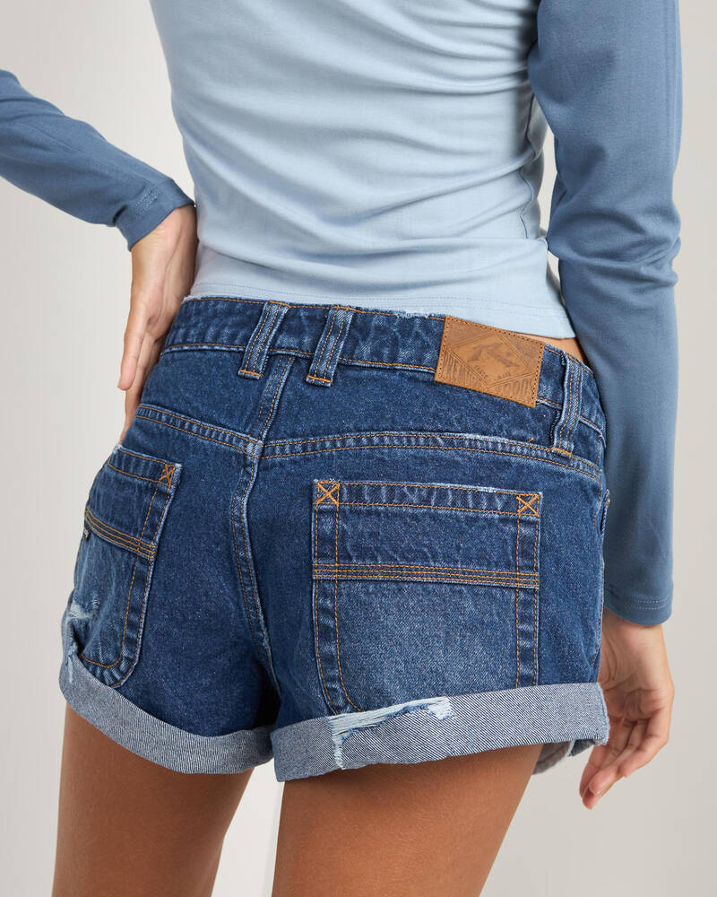 Rusty Pheonix Low Rise Denim Mini Shorts for Womens