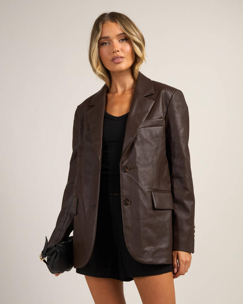 Ava And Ever Lenny Oversized Faux Leather Blazer for Womens