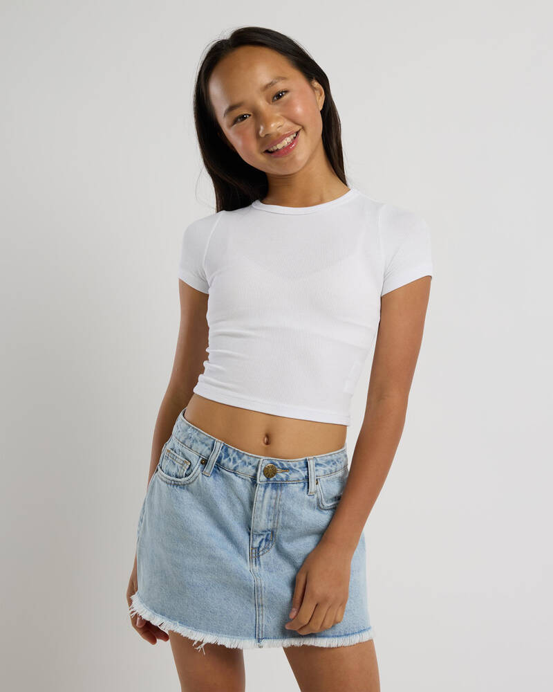 Mooloola Girls' Basic Fine Rib Tee for Womens