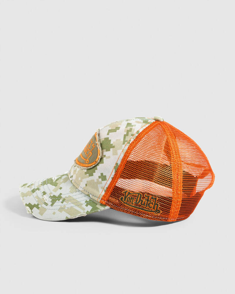 Von Dutch Camo Distressed Trucker Cap for Mens