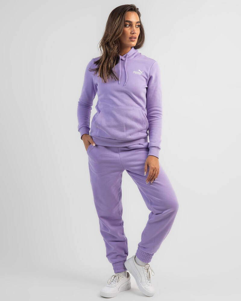 Shop Puma Essential Embroidery Track Pants In Vivid Violet Fast
