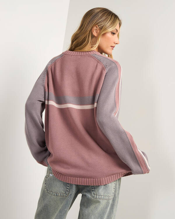 Rusty White Lines Two Crew Neck Knit for Womens