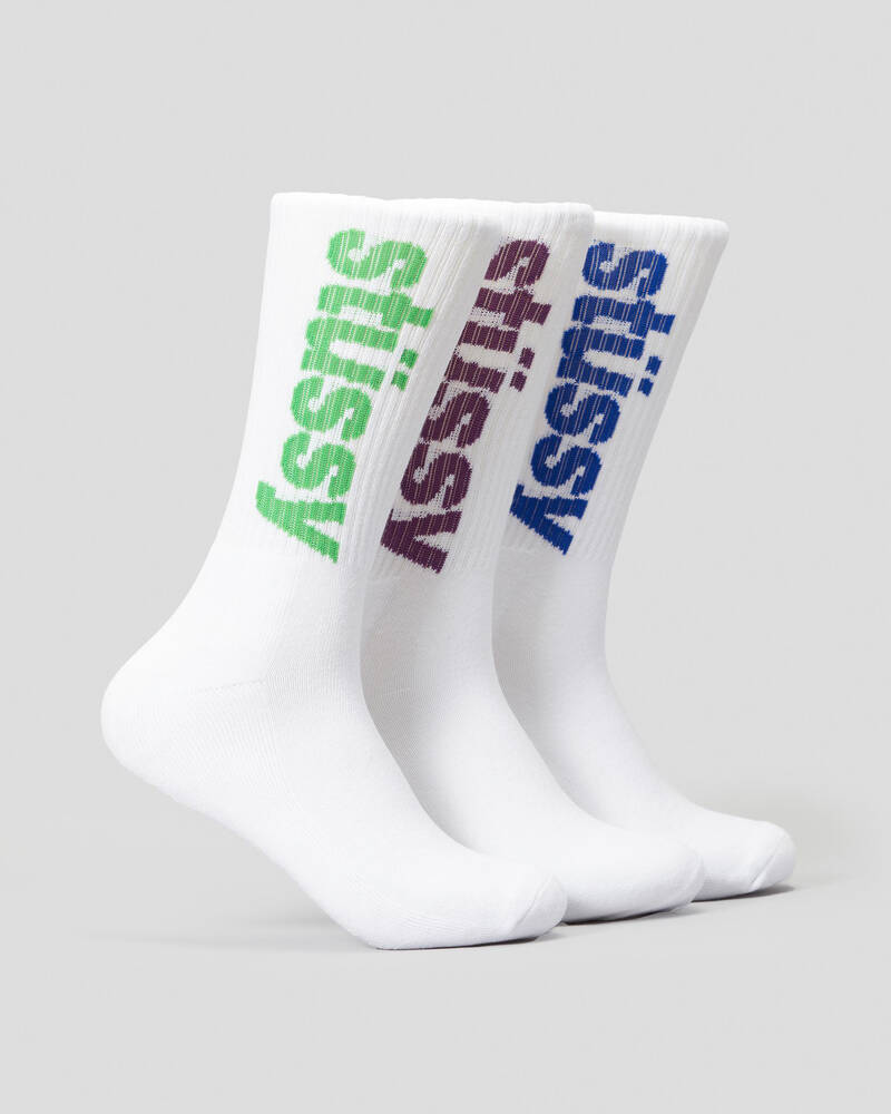 Stussy Helvetica Socks 3 Pack for Mens