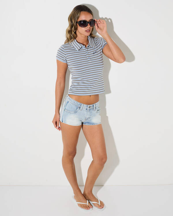 Rusty Peta Stripe Polo Baby Tee for Womens